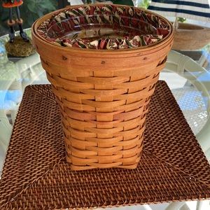 Longaberger Vintage Basket W/Cloth & Plastic Protector